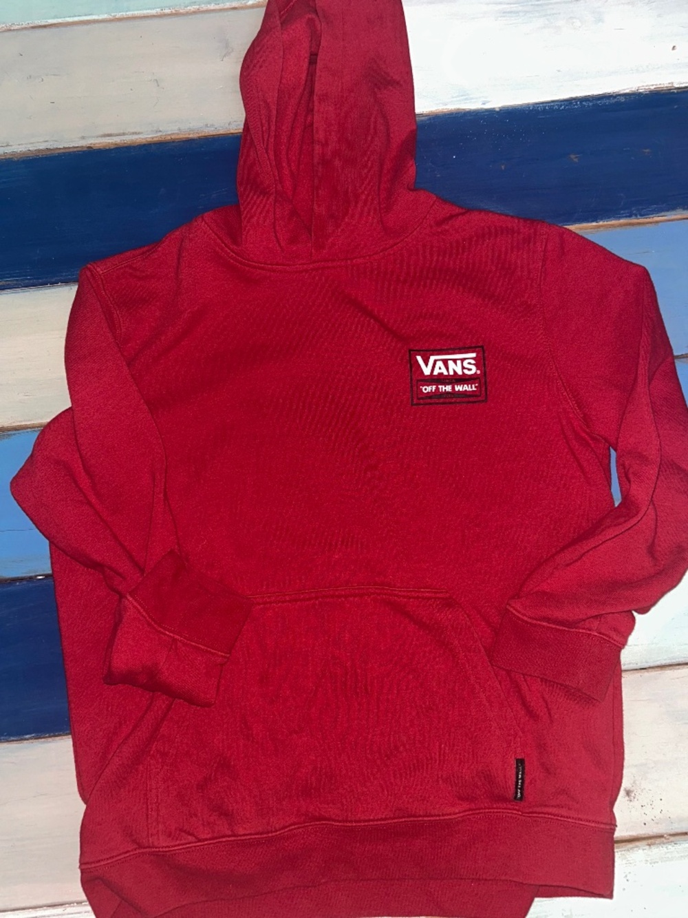 Vans Off The Wall Hoodie Women's XL Red Pullover Sweatshirt Fleece Logo